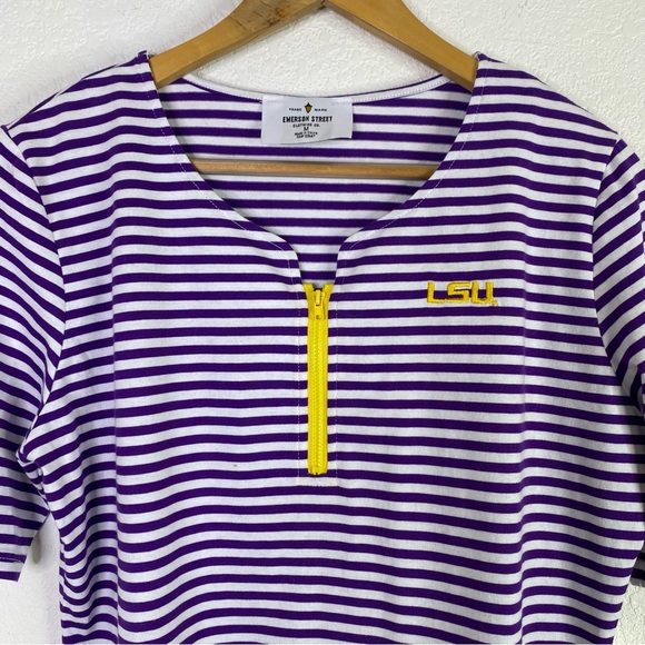 Emerson Street Clothing Company Purple Striped LSU Embroidered Top - Picture 2 of 7